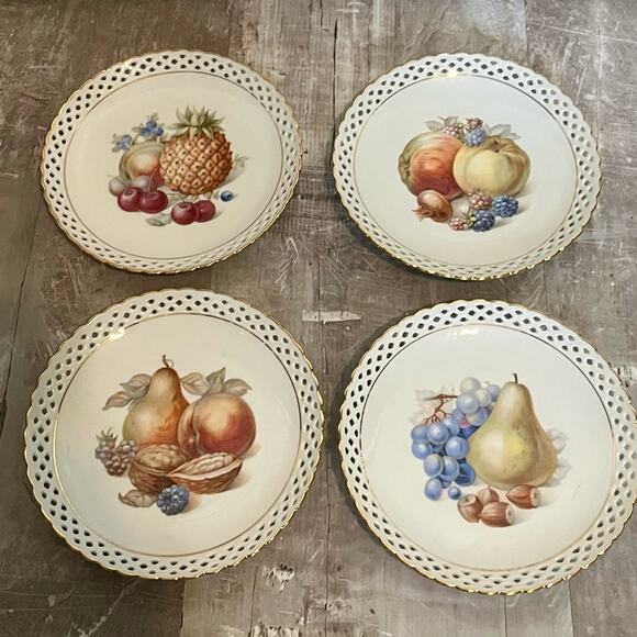 1940s vintage Schumann Arzberg Bavaria lattice salad plates - Picture 1 of 9